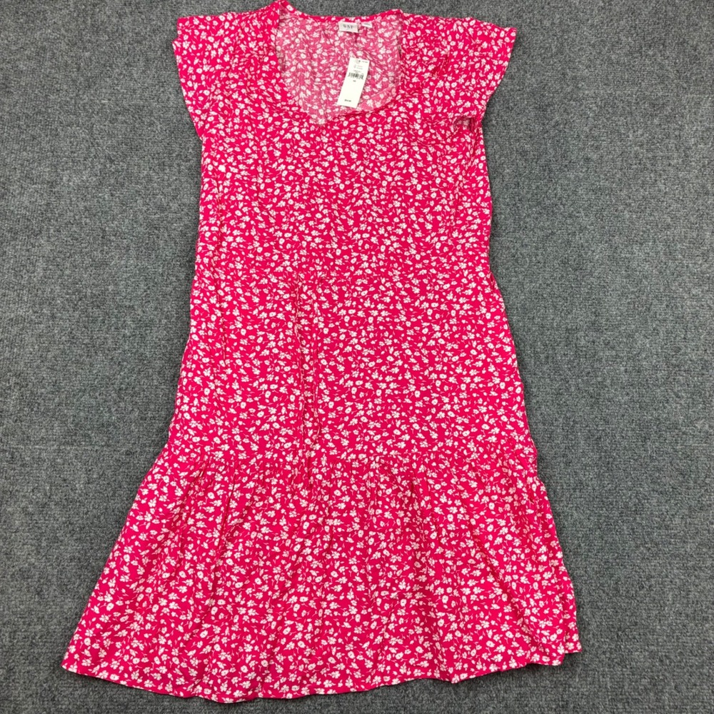 Gap Pink Floral Tiered Mini Dress Cap Sleeve Scoop Neck Womens Size XS NEW NWT